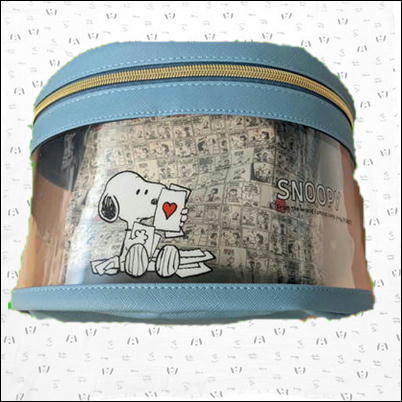 ☆06/25抽選対象☆【Blue】スヌーピー　ラウンドダブルバニティポーチ【5/25入荷】