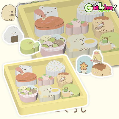 ＊N-04-02　【Yellow】すみっコぐらし すみっコ弁当 木製弁当箱つみきセット【3/24入荷】