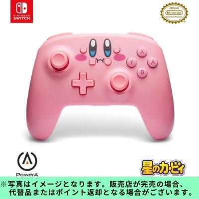 ◇★カプセル落としてGET★【Switch対応】PowerA ワイヤレスコントローラー for Nintendo Switch - 星のカービィ ほおばり※後日発送対象品・配送日時指定不可