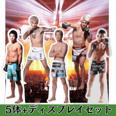 Featherweight Fighters: 6-Piece Set: RIZIN Acrylic Stand Set - 1 x Kleber Koike, 1 x Yu Saito, 1 x Chihiro Suzuki, 1 x Ren Hiramoto, 1 x Mikuru Asakura 3 x Display -
