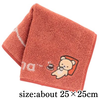 [Red] Rilakkuma Towel Handkerchief - Relaxing Rilakkuma