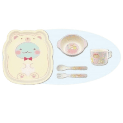 [Get by charging] [Lizard] Sumikkogurashi Bear Cafe at Home Die-Cut Bamboo Fiber Tableware Set