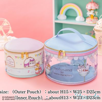 mofusand x Sanrio Characters Round Vanity Pouch