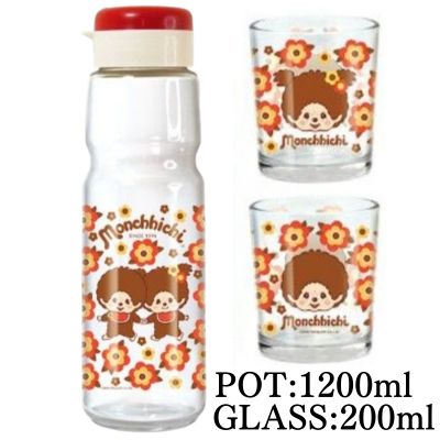 [Get with Charge] [Flower] Monchhichi Teapot & 2 Glasses *Target item, damaged