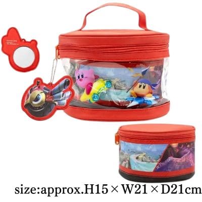 【Red】Kirby Air Riders Pouch in Vanity Case with Mirror