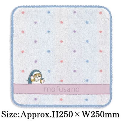 [Polka-Dot Nyan - Blue] mofusand Towel Handkerchief