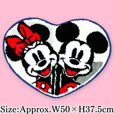 【Heart】Mickey Mouse & Minnie Mouse Friends Die-Cut Tufted Mat