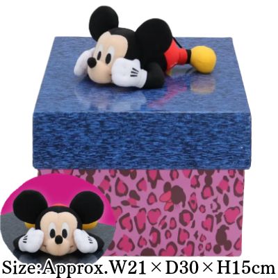 【Design B Blue】Mickey Mouse & Minnie Mouse Gyaru-Style Leopard Plush Gift Box