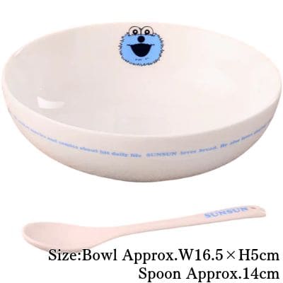 [A: Blue] PUPPET SUNSUN Cereal Bowl & Spoon Set