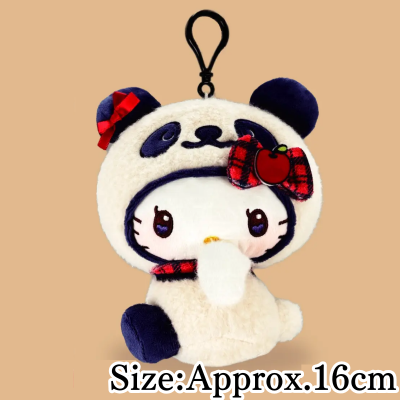 【Navy】Panda Hello Kitty Kurippii Plush ~Fluffy Checkered~