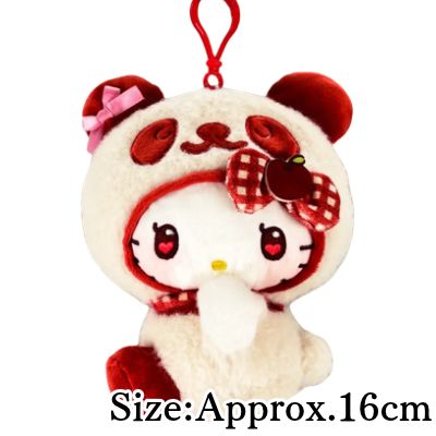 【Red】Panda Hello Kitty Kurippii Plush ~Fluffy Checkered~