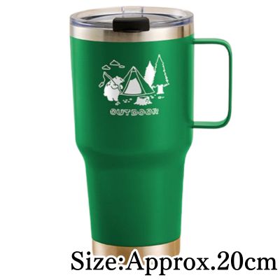 【Green】LOGOS Stainless Steel Insulated Mug Bottle with Handle