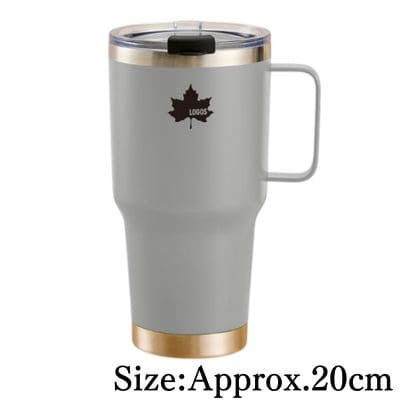 【Gray】LOGOS Stainless Steel Insulated Mug Bottle with Handle