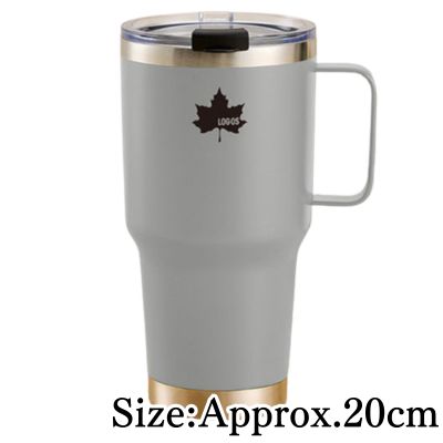 【Gray】LOGOS Stainless Steel Insulated Mug Bottle with Handle