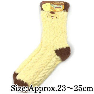 [Pompompurin Cute] Sanrio Braided-Style Faux-Fur Socks
